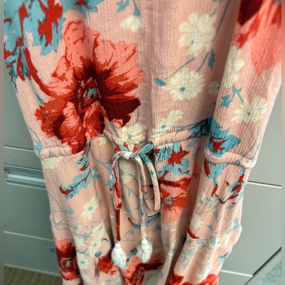 Ebby Andi Floral Halter Neck Coral Lightweight feminine Mini Dress size Small - Picture 3 of 10